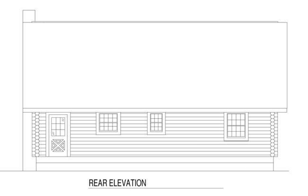 Exterior - Rear Elevation for Log House Plan #17-458 - 3 bed, 2 bath