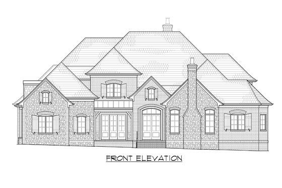 Exterior - Front Elevation 3 for European House Plan #1054-94 - 4 bed, 4.5 bath