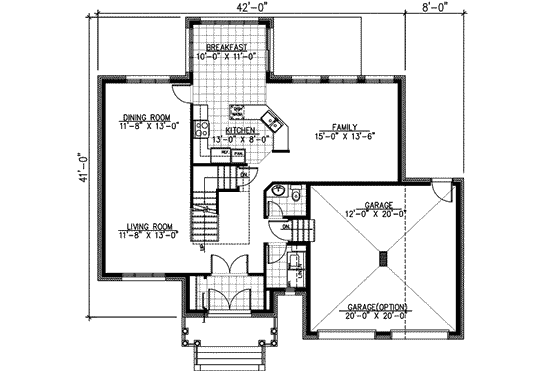Floor Plan - Main Floor for European House Plan #138-142 - 3 bed, 2.5 bath