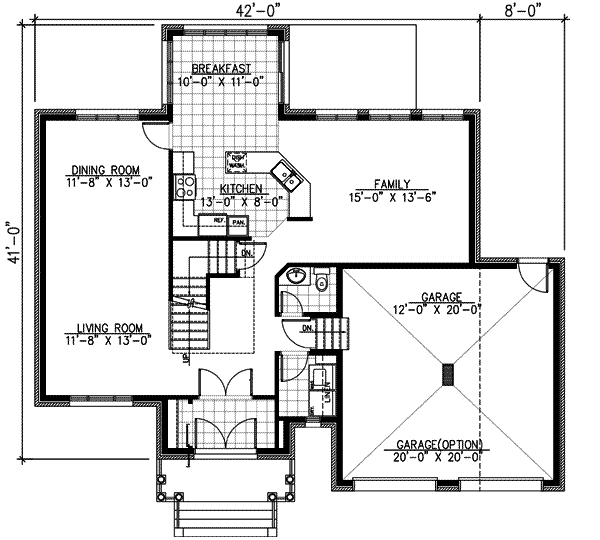 Floor Plan - Main Floor for European House Plan #138-142 - 3 bed, 2.5 bath