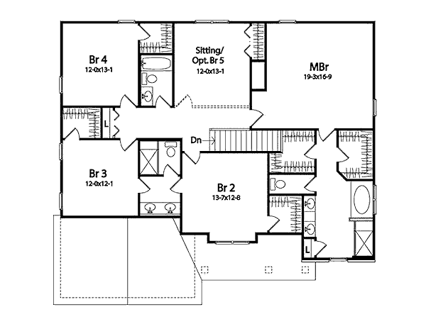 Architectural House Design - Traditional Floor Plan - Upper Floor Plan #22-543