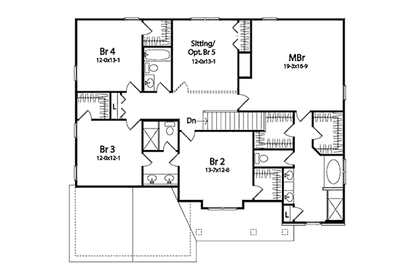 Home Plan - Floor Plan - Upper Floor for Traditional House Plan #22-543 - 4 bed, 3.5 bath