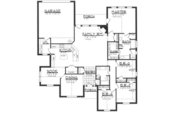 Floor Plan - Main Floor for European House Plan #62-110 - 4 bed, 2 bath