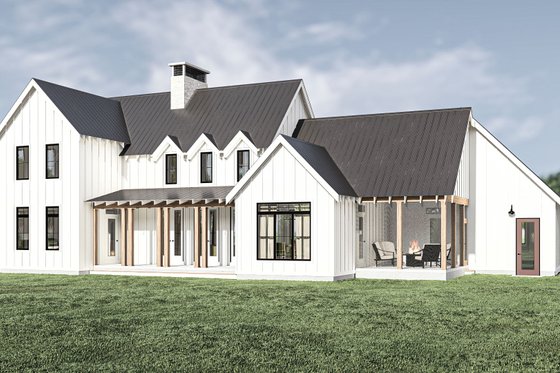 Exterior - Rear Elevation for Farmhouse House Plan #455-207 - 4 bed, 3.5 bath