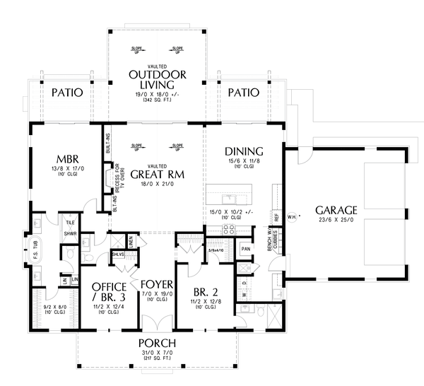 Farmhouse Floor Plan - Main Floor Plan #48-1182