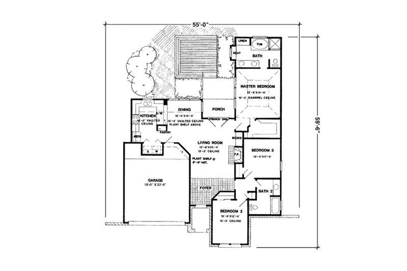 Dream House Plan - Floor Plan - Main Floor for Traditional House Plan #410-252 - 3 bed, 2 bath