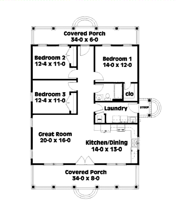 Architectural House Design - Cottage Floor Plan - Main Floor Plan #44-167