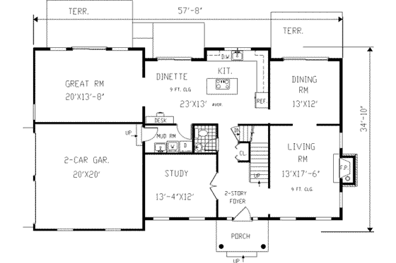 Floor Plan - Main Floor for Traditional House Plan #3-213 - 4 bed, 2.5 bath