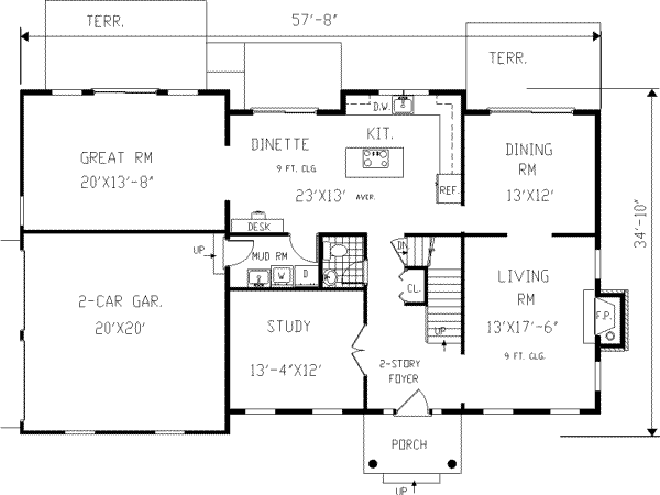 Architectural House Design - Traditional Floor Plan - Main Floor Plan #3-213