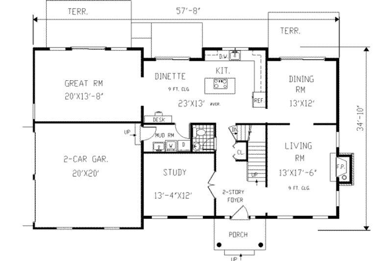 Home Plan - Floor Plan - Main Floor for Traditional House Plan #3-213 - 4 bed, 2.5 bath