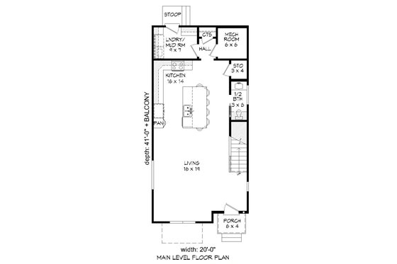 Floor Plan - Main Floor for Contemporary House Plan #932-319 - 3 bed, 3.5 bath
