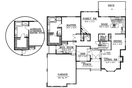 Floor Plan - Main Floor for Traditional House Plan #102-205 - 4 bed, 2.5 bath