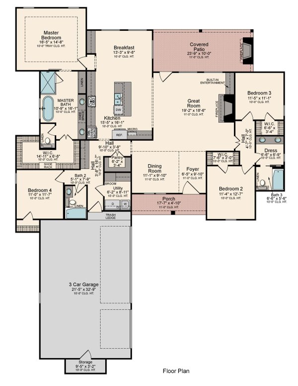 House Blueprint - Traditional Floor Plan - Main Floor Plan #1081-23