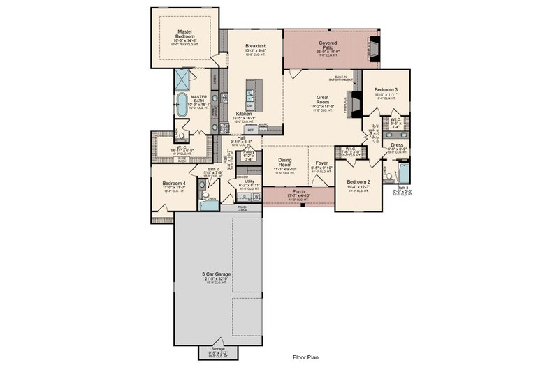 House Blueprint - Floor Plan - Main Floor for Traditional House Plan #1081-23 - 4 bed, 3 bath