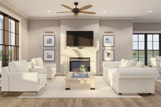 Interior - Family Room for European House Plan #17-2526 - 2 bed, 2.5 bath