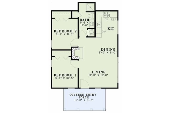 Floor Plan - Main Floor for Country House Plan #17-2604 - 2 bed, 1 bath