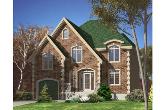 Exterior - Front Elevation for European House Plan #138-316 - 3 bed, 1.5 bath
