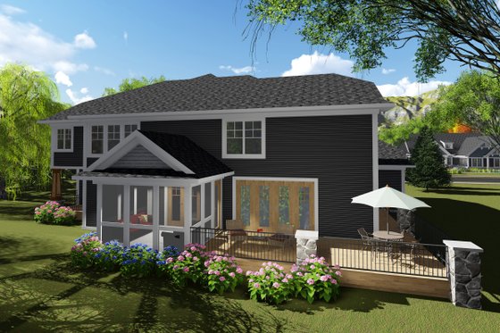 Exterior - Rear Elevation for Craftsman House Plan #70-1255 - 6 bed, 4.5 bath
