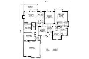 Floor Plan - Main Floor for European House Plan #40-430 - 3 bed, 3 bath