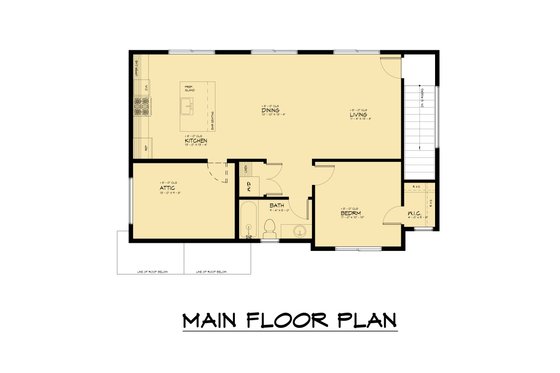 Floor Plan - Main Floor for Farmhouse House Plan #1066-222 - 1 bed, 1 bath