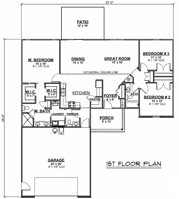 Architectural House Design - Ranch Floor Plan - Main Floor Plan #1064-21