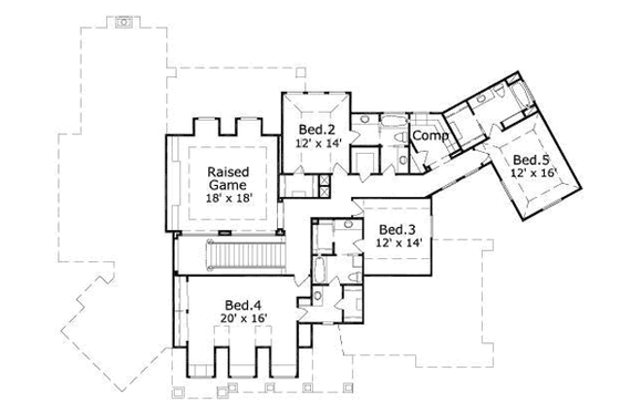Floor Plan - Upper Floor for Mediterranean House Plan #411-178 - 5 bed, 4 bath