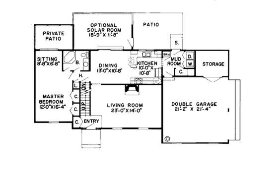 Floor Plan - Main Floor for Country House Plan #312-484 - 3 bed, 2 bath
