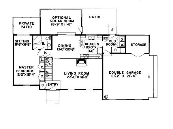 Floor Plan - Main Floor for Country House Plan #312-484 - 3 bed, 2 bath