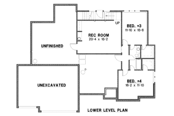 Floor Plan - Lower Floor for European House Plan #67-709 - 4 bed, 4 bath