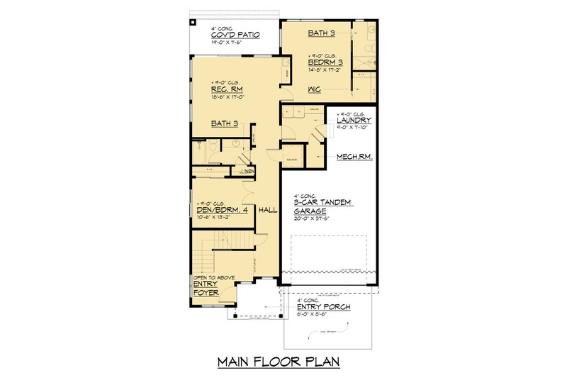 House Design - Floor Plan - Main Floor for Farmhouse House Plan #1066-280 - 4 bed, 4 bath
