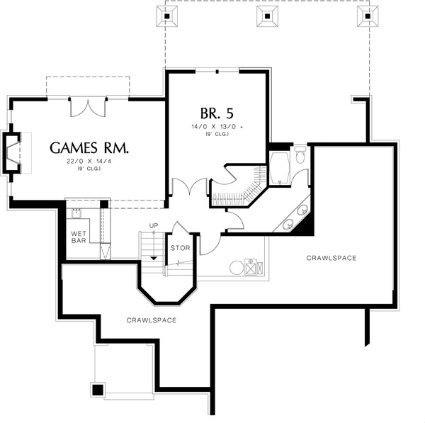Lower  level floor plan - 4000 square foot Craftsman home