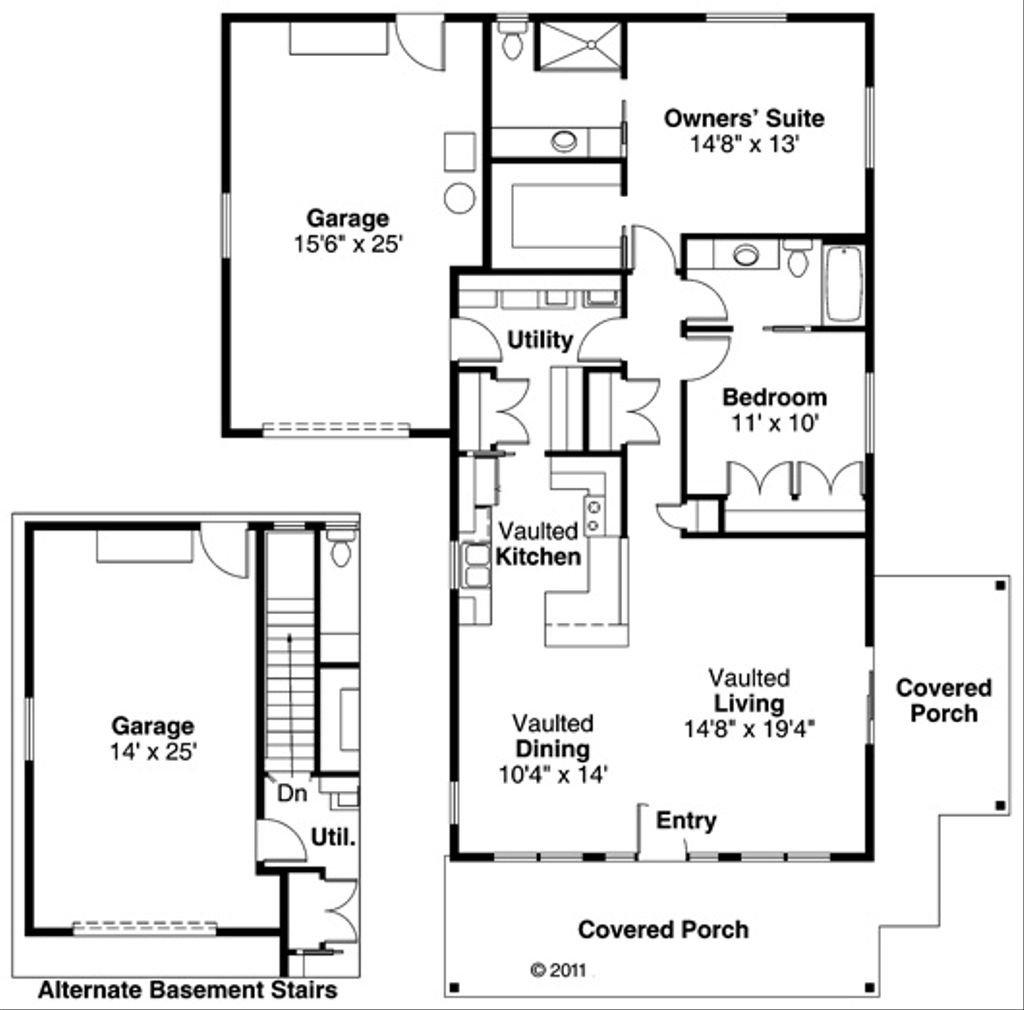 Craftsman Style House Plan 2 Beds 2 Baths 1321 Sq/Ft