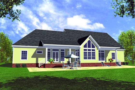 Exterior - Rear Elevation for Farmhouse House Plan #21-118 - 3 bed, 3 bath