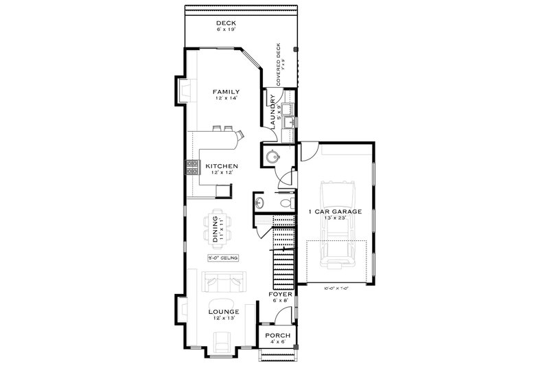 House Blueprint - Floor Plan - Main Floor for Country House Plan #1101-46 - 2 bed, 2.5 bath