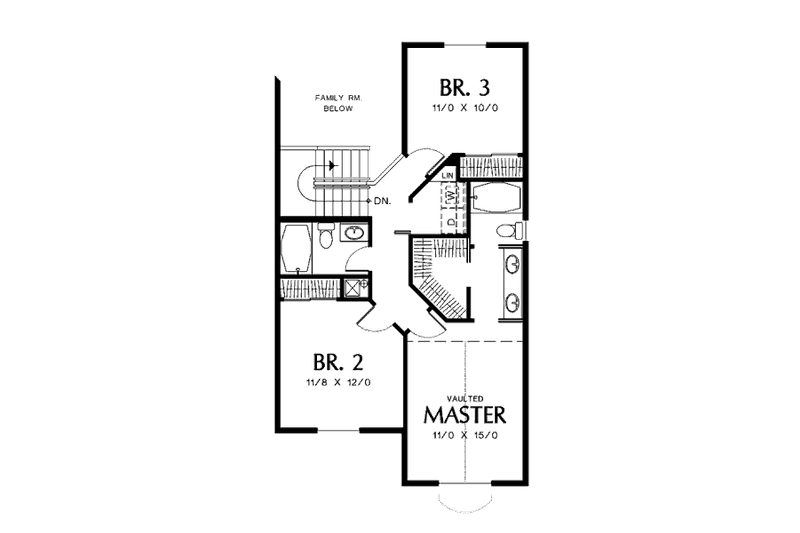 Architectural House Design - Floor Plan - Upper Floor for Country House Plan #48-307 - 3 bed, 2.5 bath