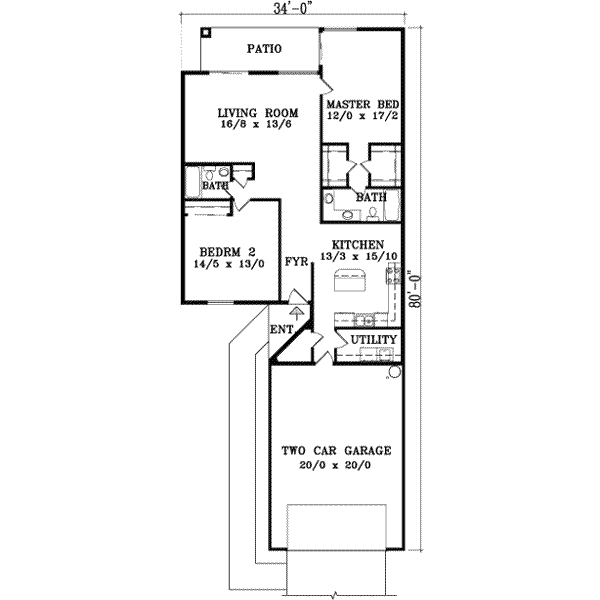 Ranch Floor Plan - Main Floor Plan #1-1258