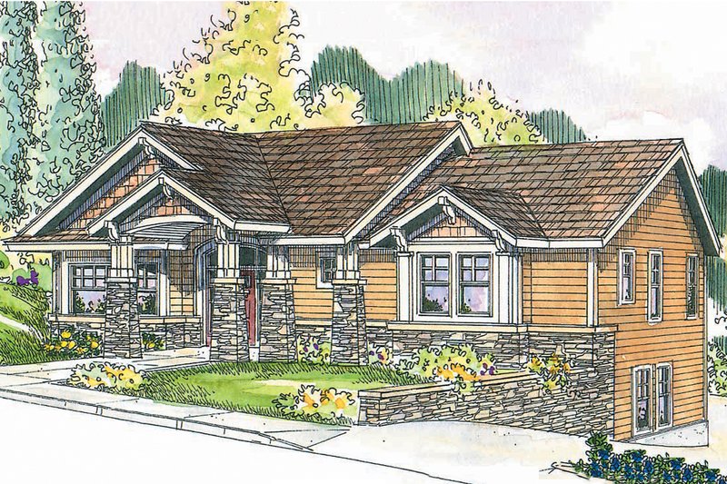 Home Plan - Exterior - Front Elevation 3 for Craftsman House Plan #124-622 - 3 bed, 2.5 bath