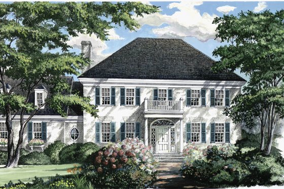 Exterior - Front Elevation for Colonial House Plan #137-104 - 3 bed, 2 bath