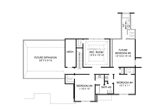 Floor Plan - Upper Floor for European House Plan #424-359 - 4 bed, 3 bath
