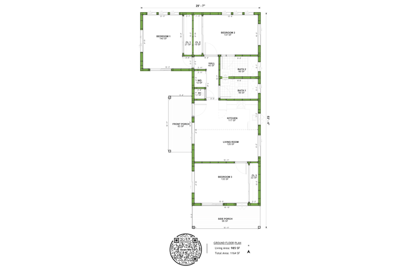 Architectural House Design - Floor Plan - Main Floor for Farmhouse House Plan #1106-46 - 3 bed, 2 bath