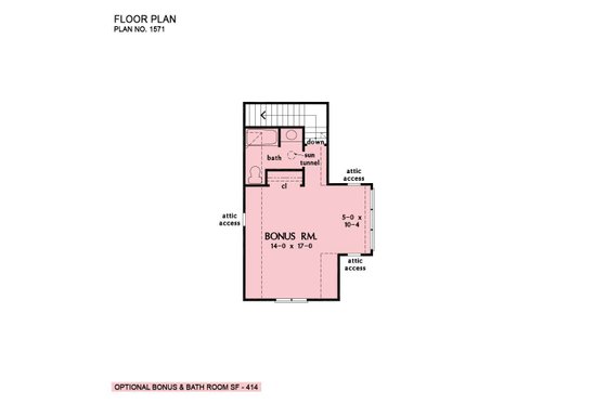 Floor Plan - Upper Floor for Ranch House Plan #929-1149 - 3 bed, 2 bath