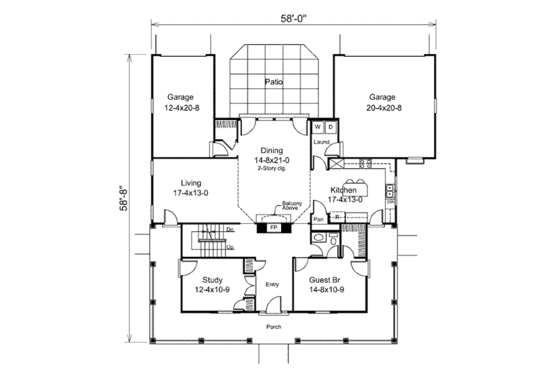 Floor Plan - Main Floor for Farmhouse House Plan #57-346 - 4 bed, 2.5 bath