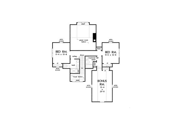 Floor Plan - Upper Floor for Cottage House Plan #929-1137 - 3 bed, 3 bath