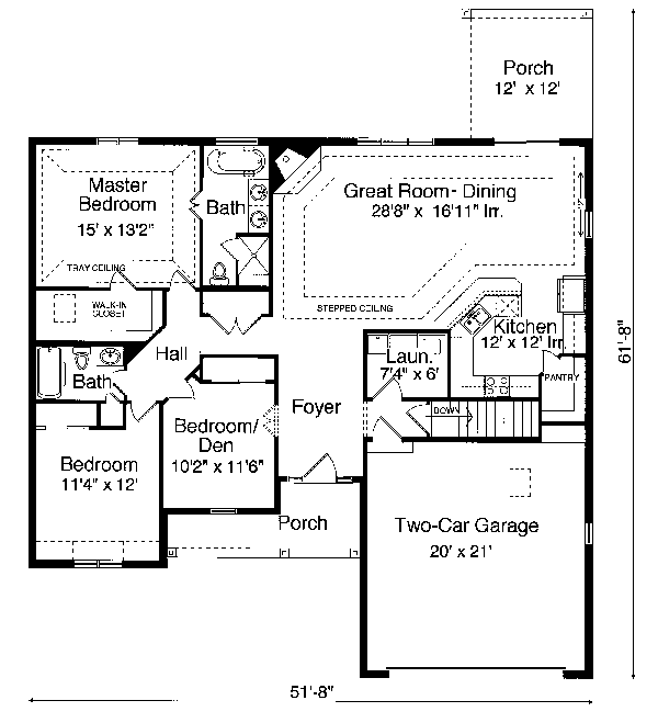 Architectural House Design - Ranch Floor Plan - Main Floor Plan #46-112