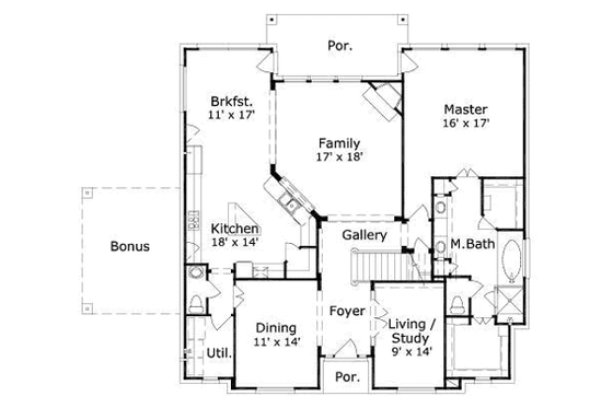 Floor Plan - Main Floor for Traditional House Plan #411-176 - 5 bed, 3 bath