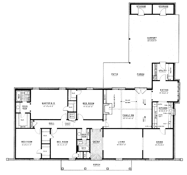 Dream House Plan - Ranch Floor Plan - Main Floor Plan #36-393