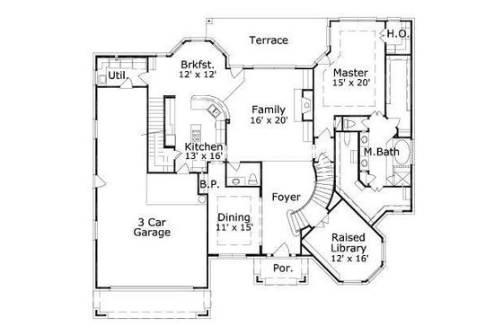 Floor Plan - Main Floor for European House Plan #411-764 - 4 bed, 3.5 bath