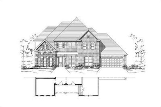 Exterior - Front Elevation for Traditional House Plan #411-448 - 5 bed, 4 bath