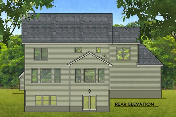 Exterior - Rear Elevation for Colonial House Plan #1010-215 - 4 bed, 2.5 bath