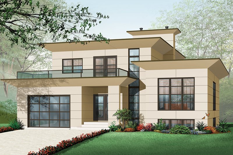Home Plan - Front View - 3200 square foot Modern Home